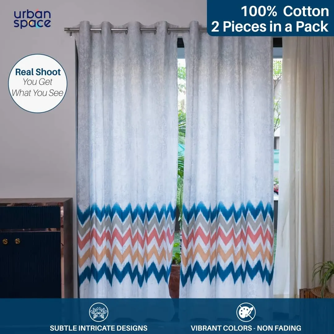 100% Cotton, room darkening premium curtains, Pack of 2 Curtains - Panel Ocean Blue