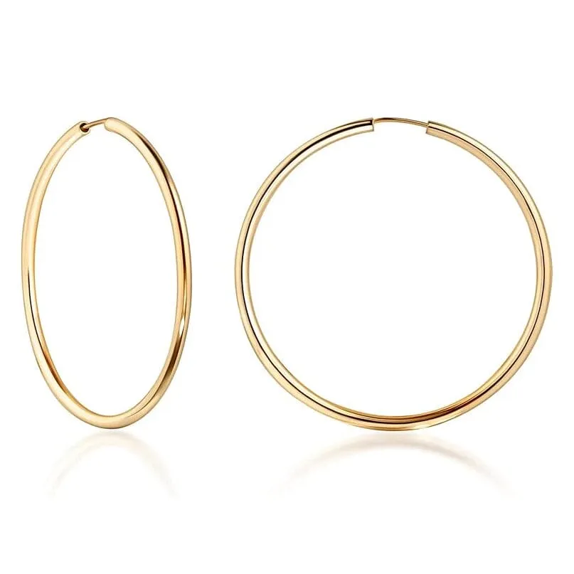 14K Gold 2mm Endless Hoop Earrings