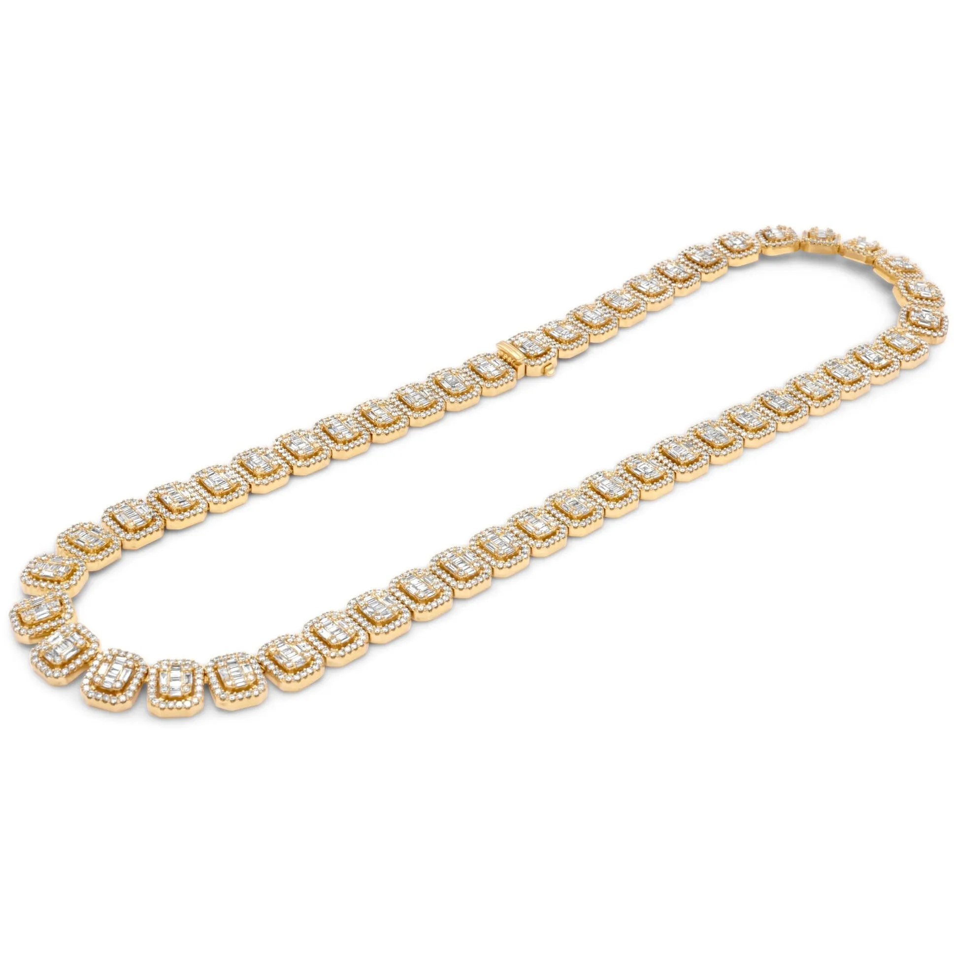 14k Solid Yellow Gold Baguette Diamond Chain 23.20 ctw