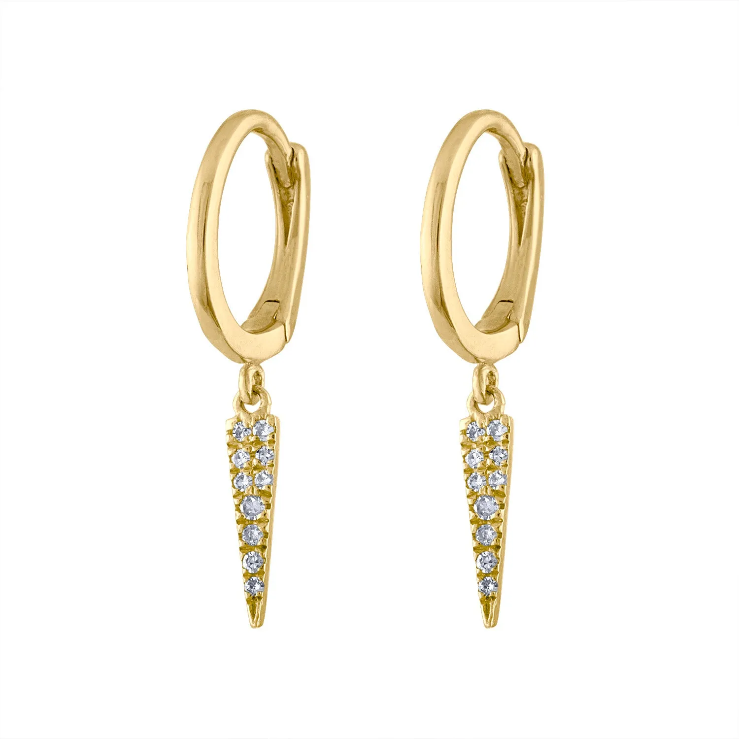 14KT GOLD DIAMOND SPEAR HUGGIE EARRING