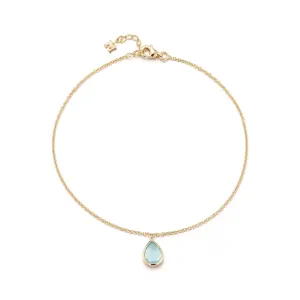 14kt Swiss Blue Topaz Pear Anklet