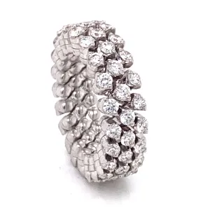 18K White Gold Three Row Expandable Brevetto Diamond Ring