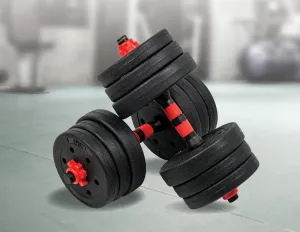 20kg Adjustable Rubber Dumbbell Barbell Set, Non-Slip Grip