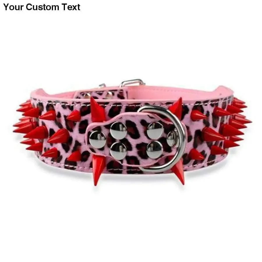 2" Wide Sharp Spiked Studded Leather Dog Collars Pitbull Bulldog Big Dog Collar Adjustable