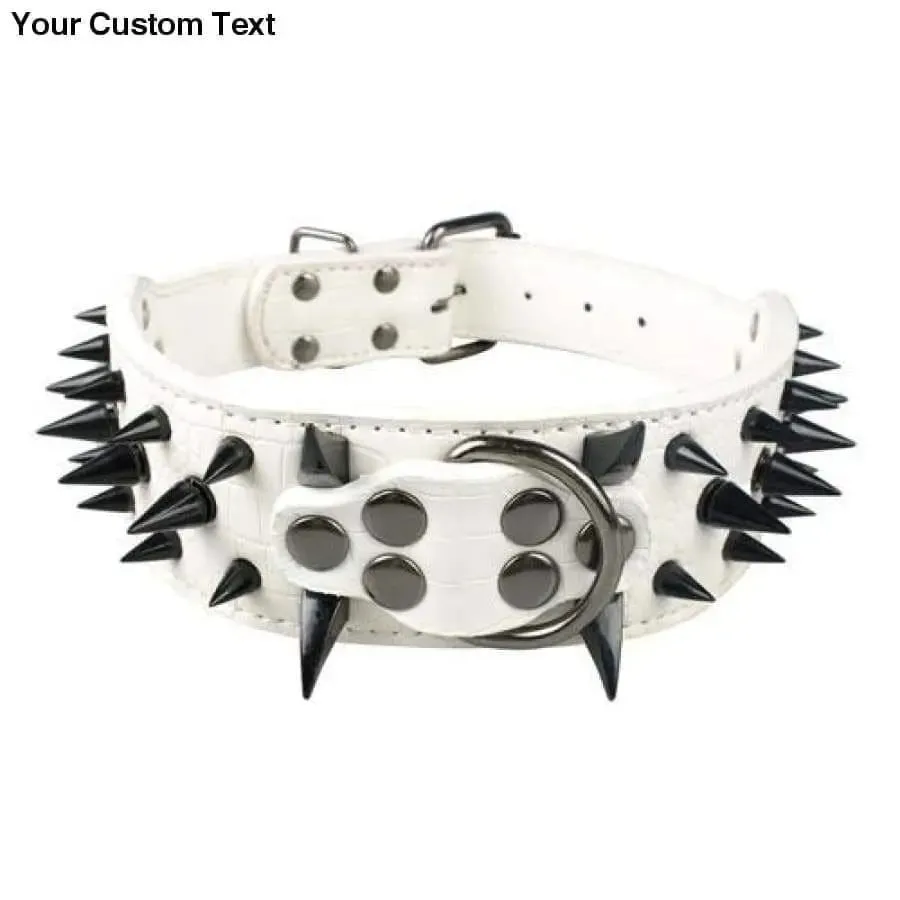 2" Wide Sharp Spiked Studded Leather Dog Collars Pitbull Bulldog Big Dog Collar Adjustable