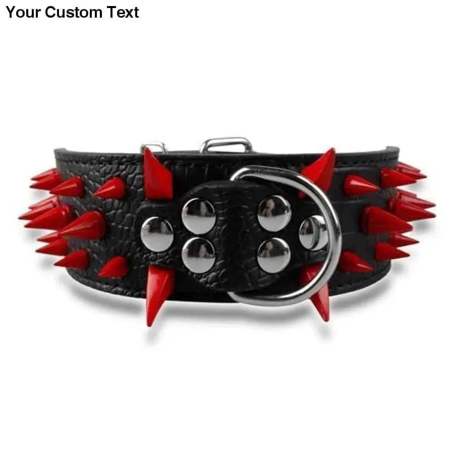 2" Wide Sharp Spiked Studded Leather Dog Collars Pitbull Bulldog Big Dog Collar Adjustable