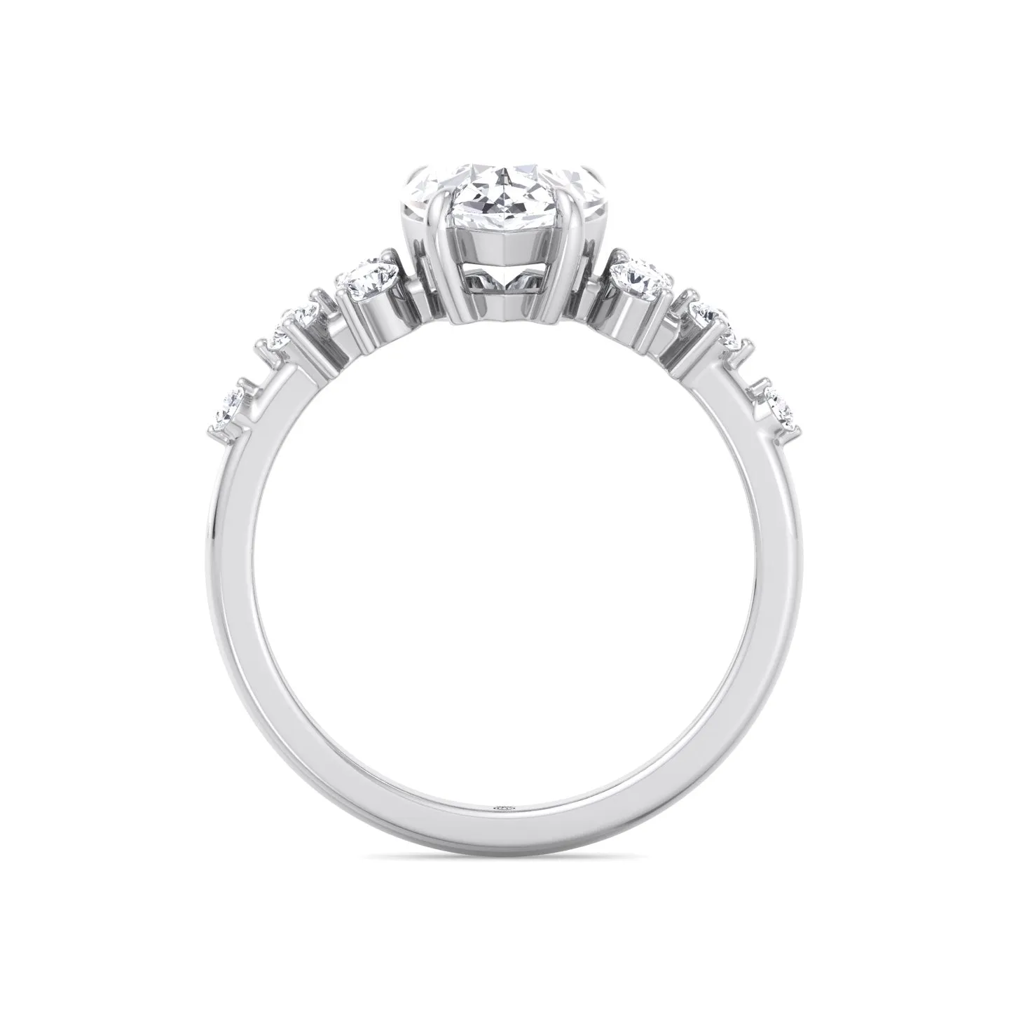 Adara - Pear Shape Engagement Ring with Round Sidestones