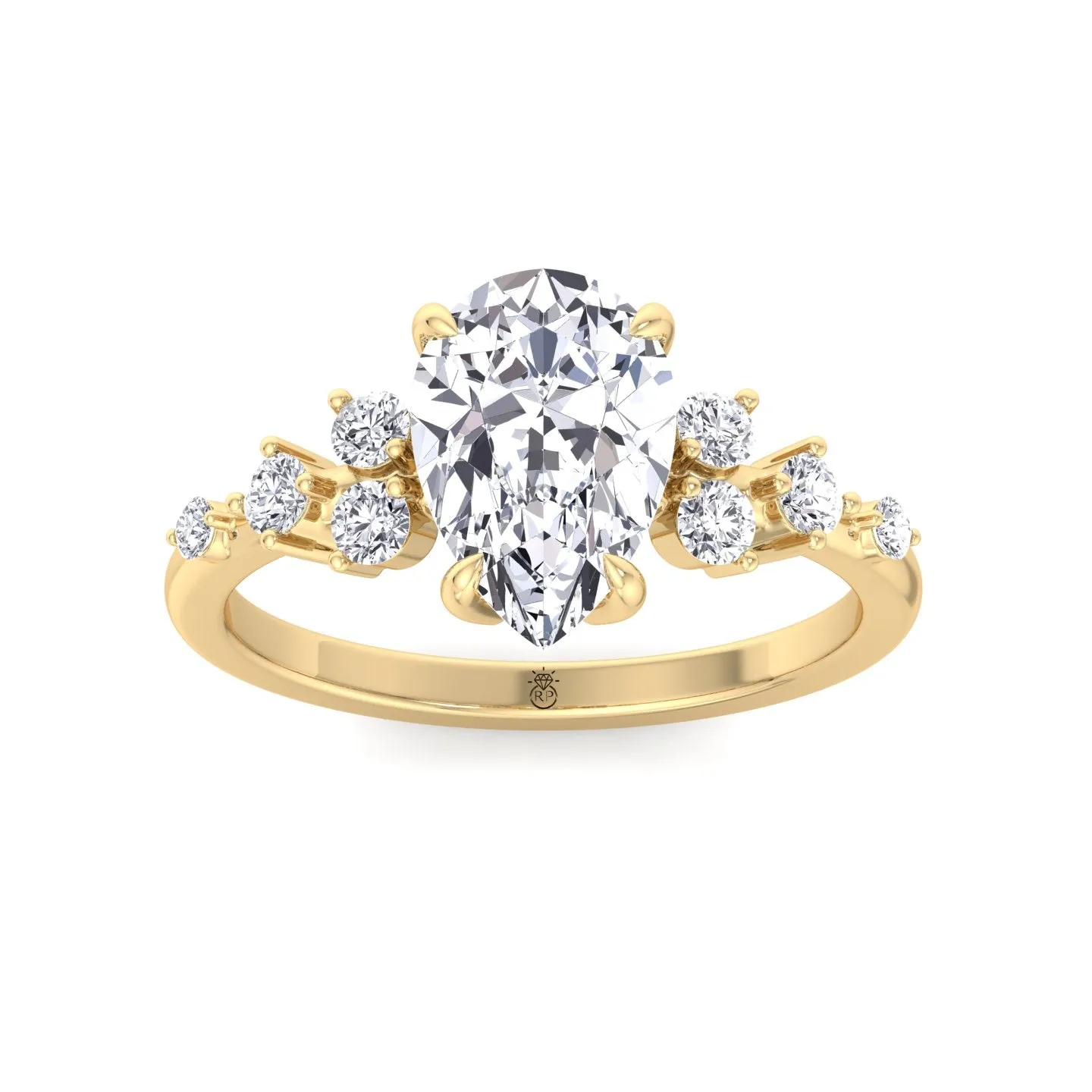 Adara - Pear Shape Engagement Ring with Round Sidestones