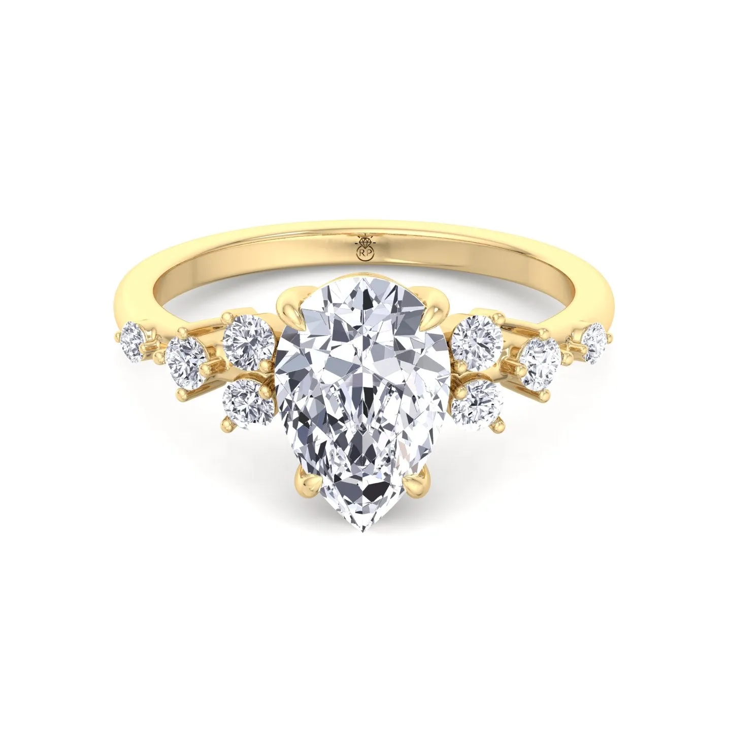 Adara - Pear Shape Engagement Ring with Round Sidestones