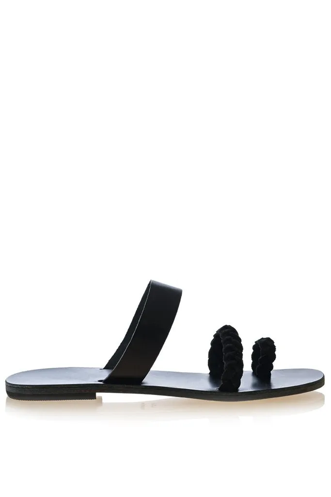 AGNOTIS Black Leather Sandals