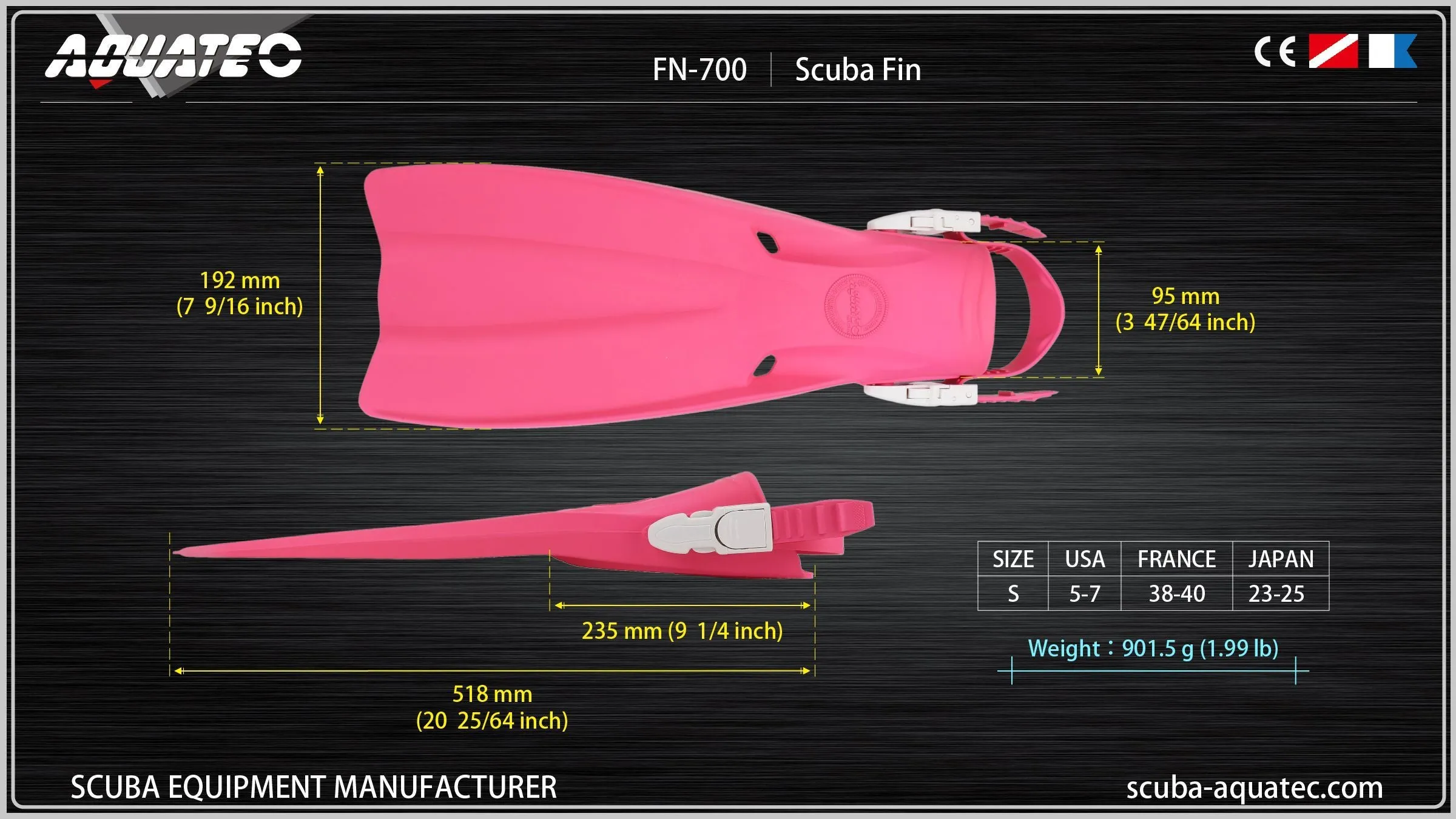 Aquatec FN-700S Double Hole Drainage Diving Flipper