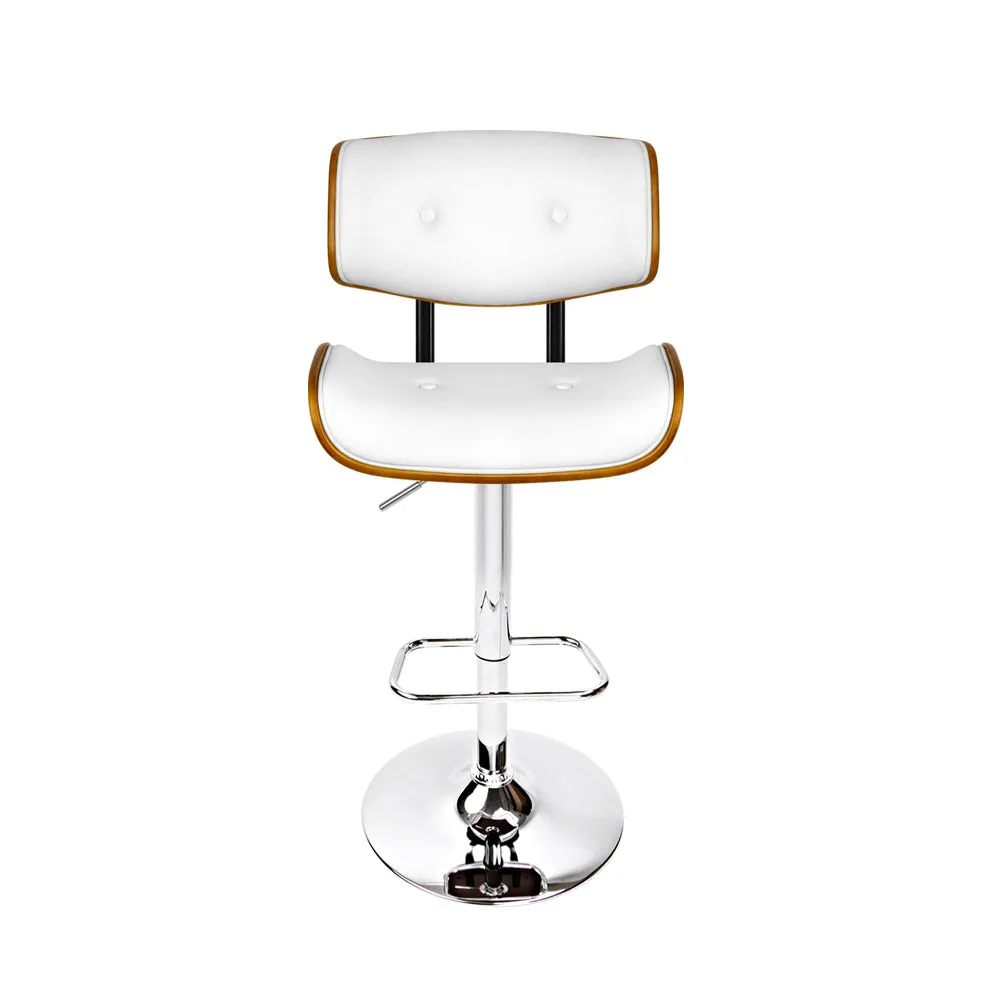 Artiss Wooden Gas Lift Bar Stool - White and Chrome