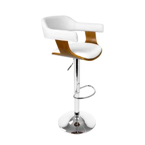 Artiss Wooden PU Leather Bar Stool - White and Chrome