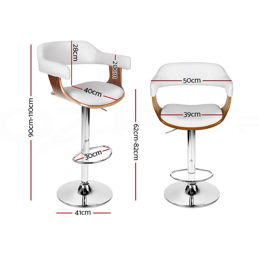 Artiss Wooden PU Leather Bar Stool - White and Chrome