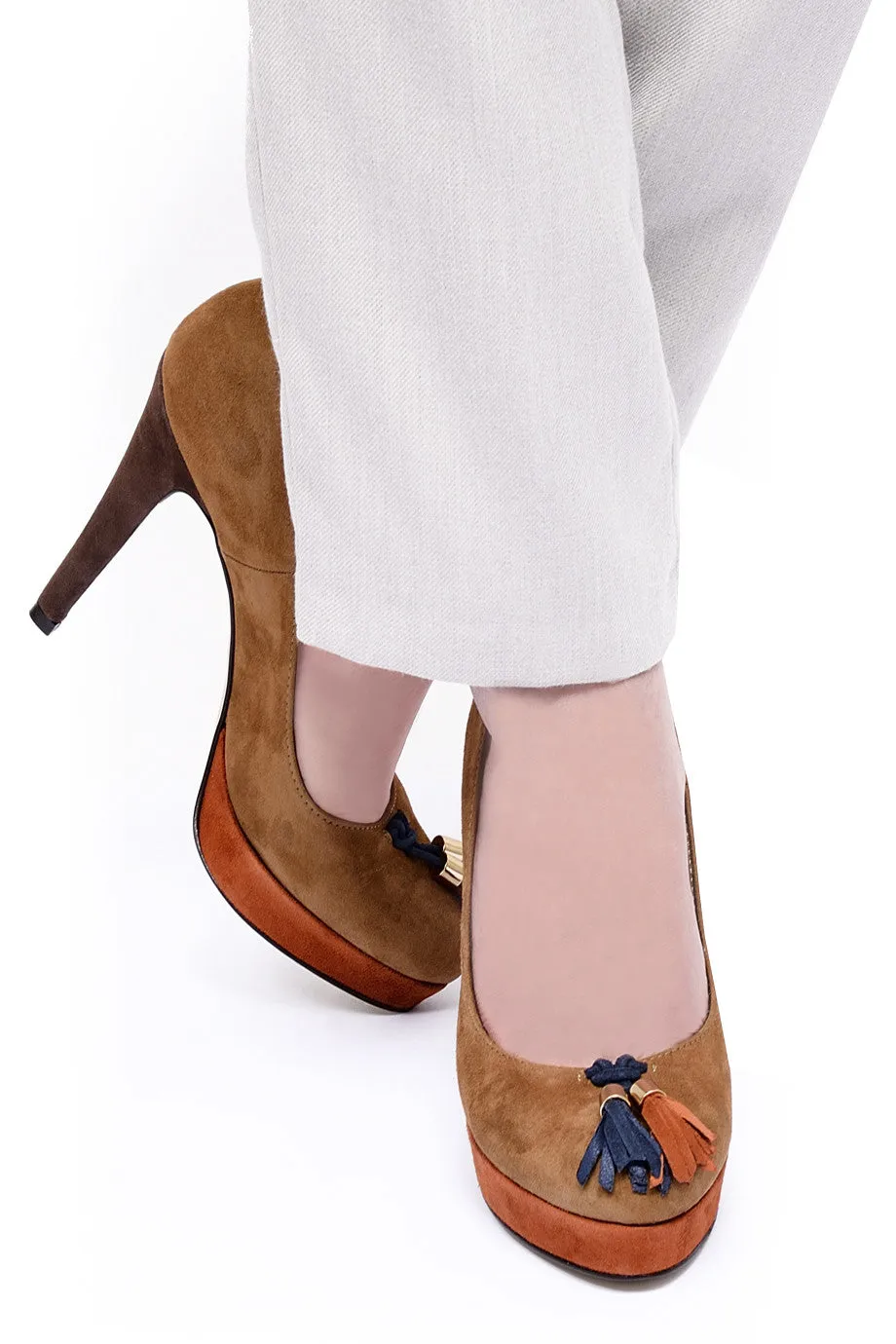 BARBARA BUCCI MAIRA Brown Suede Pumps