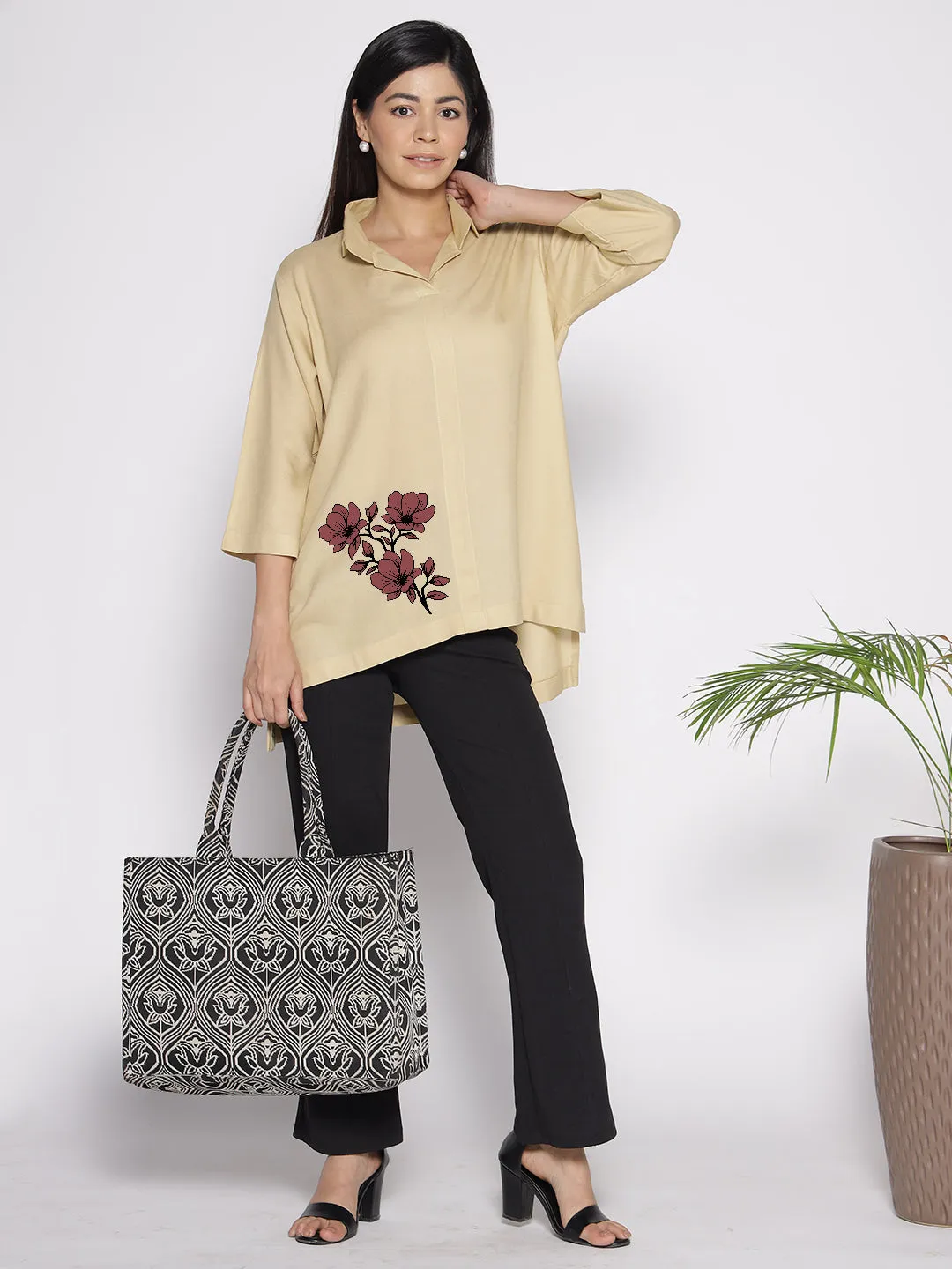 Beige Rayon ShirtTop - Euphorbia