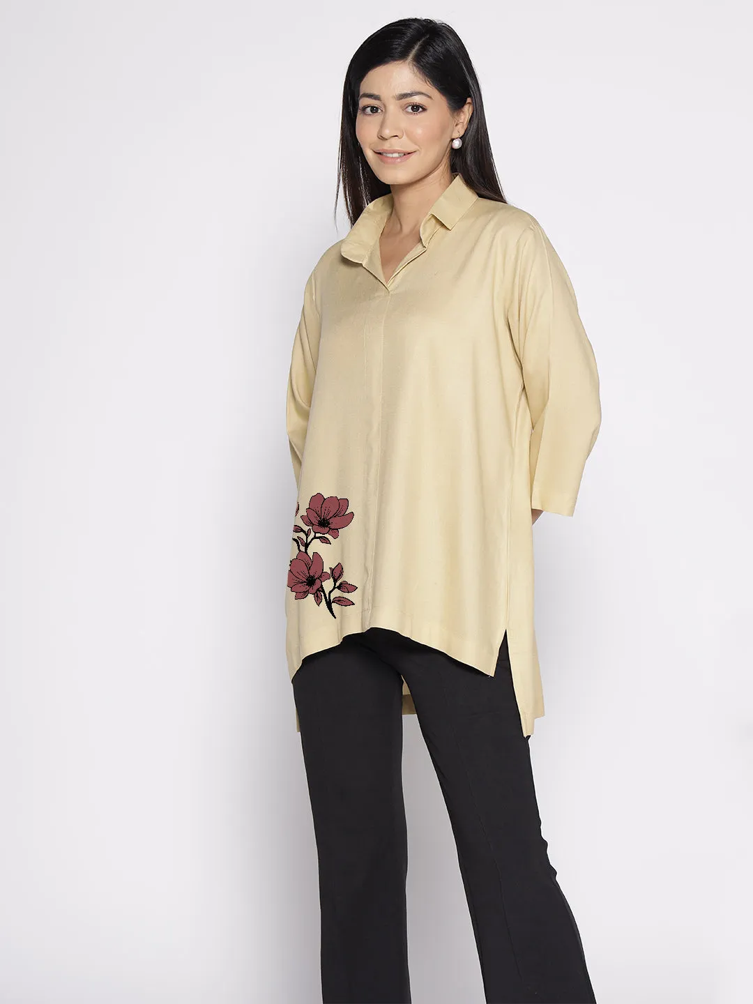 Beige Rayon ShirtTop - Euphorbia