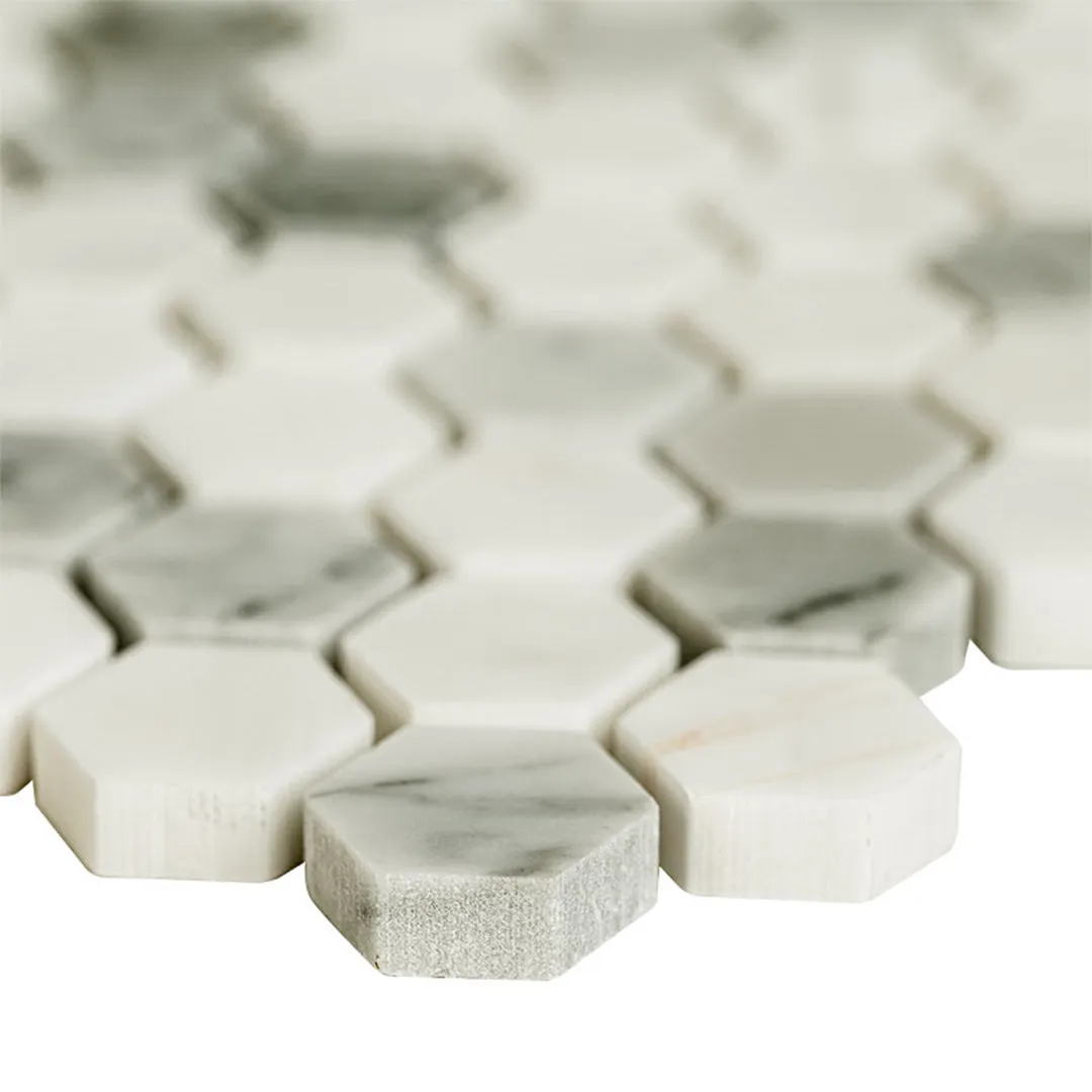 Bianco Dolomite Tibi, Hexagon Mosaic - Stone Tile