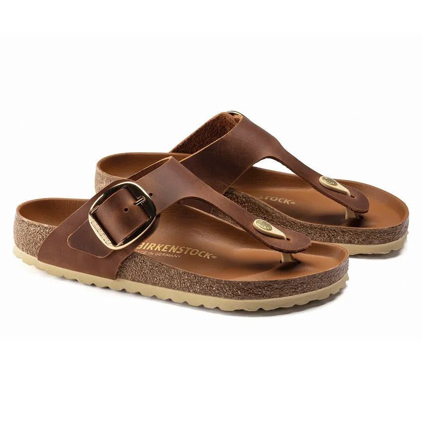 Birkenstock Gizeh Big Buckle Oiled Nubuck Leather Cognac