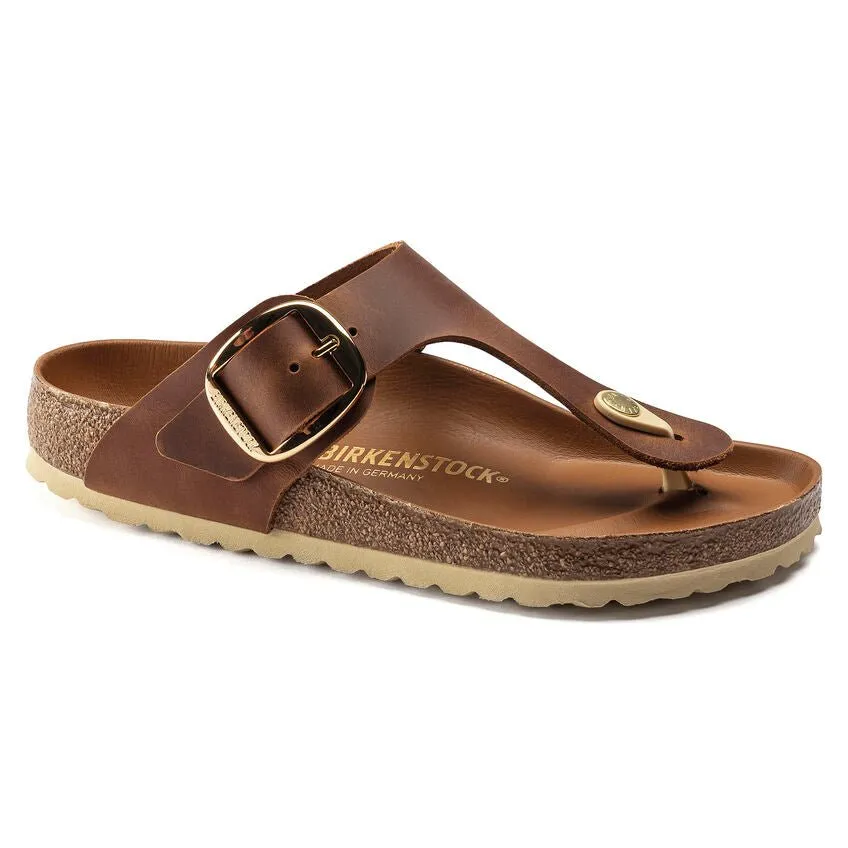 Birkenstock Gizeh Big Buckle Oiled Nubuck Leather Cognac