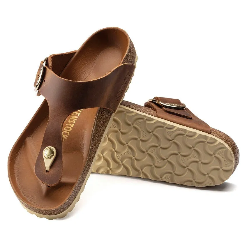 Birkenstock Gizeh Big Buckle Oiled Nubuck Leather Cognac