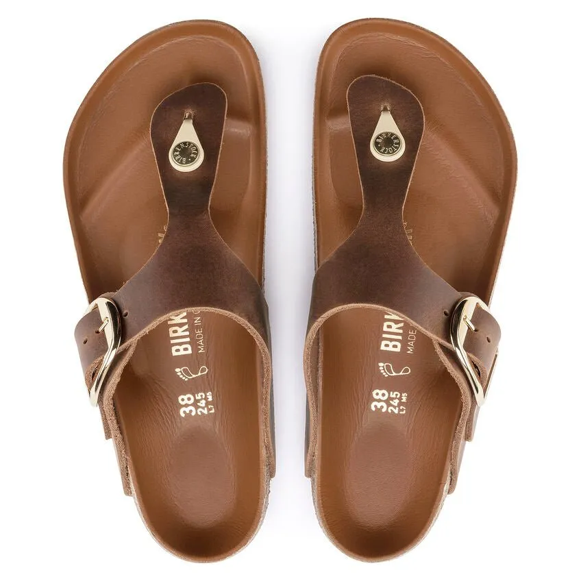 Birkenstock Gizeh Big Buckle Oiled Nubuck Leather Cognac