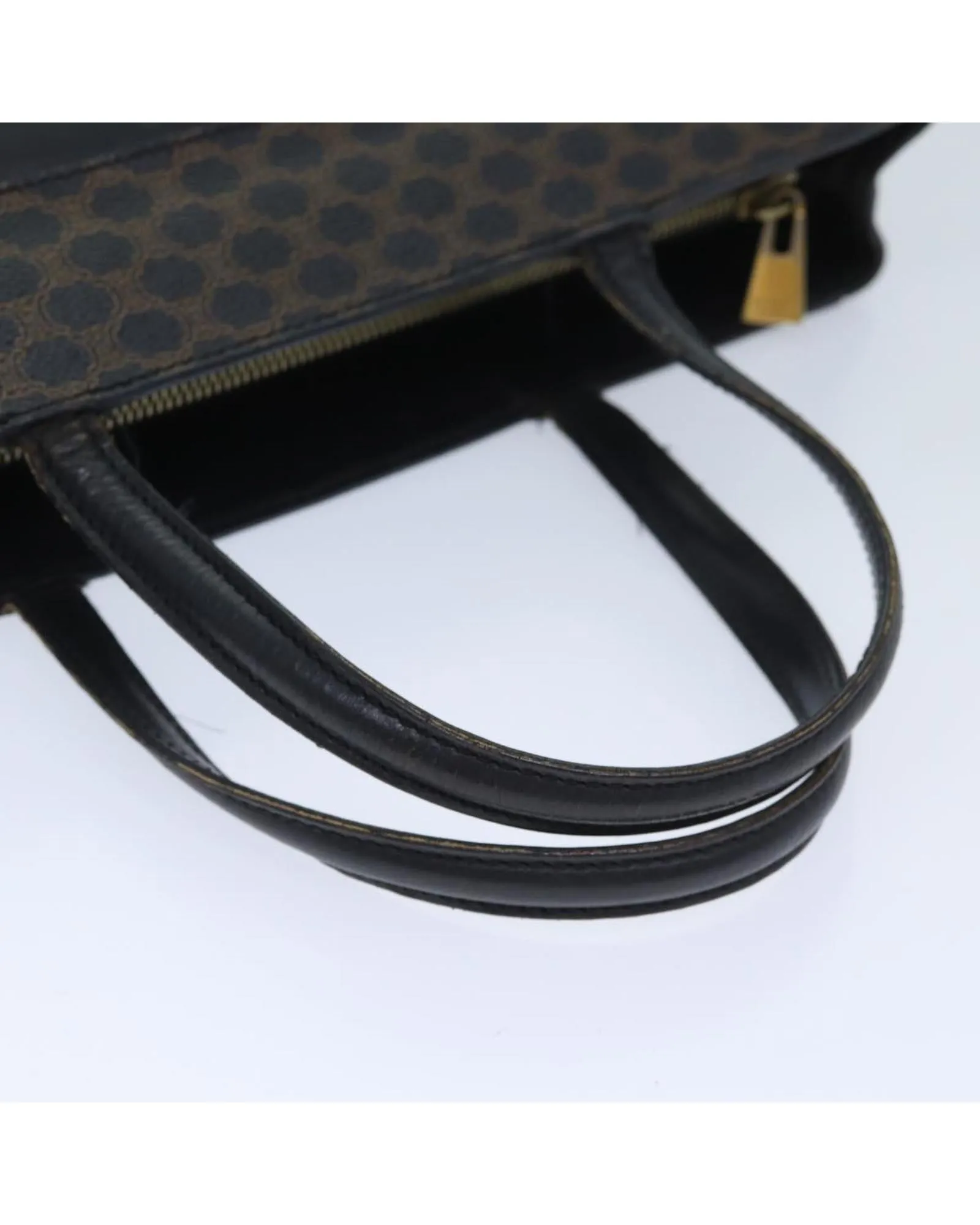 Black Macadam Canvas Hand Bag with PVC Leather Material