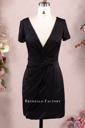 Black Short Sleeve Jersey Semi-formal Evening Dress