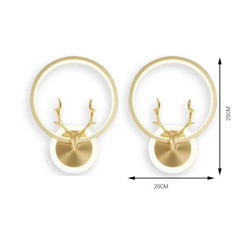 Black/Golden Round Tunnie Deer Modern Simple Wall Lamp