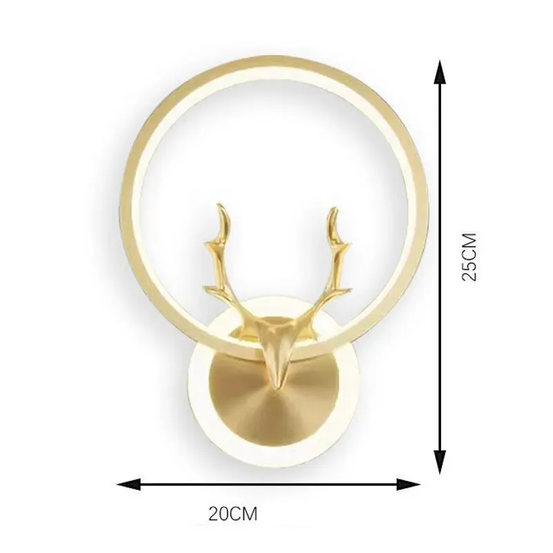 Black/Golden Round Tunnie Deer Modern Simple Wall Lamp