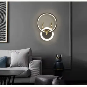 Black/Golden Round Tunnie Deer Modern Simple Wall Lamp