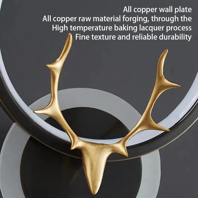 Black/Golden Round Tunnie Deer Modern Simple Wall Lamp