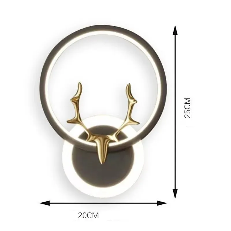 Black/Golden Round Tunnie Deer Modern Simple Wall Lamp