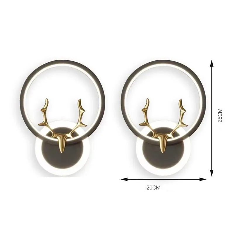 Black/Golden Round Tunnie Deer Modern Simple Wall Lamp