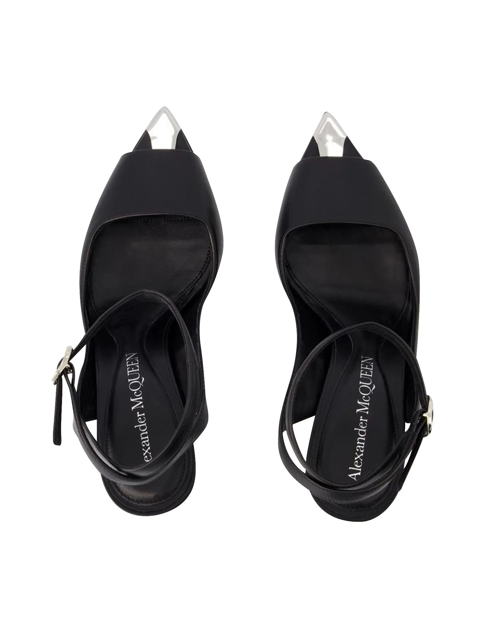 Black/Silver Leather Punk Sandals