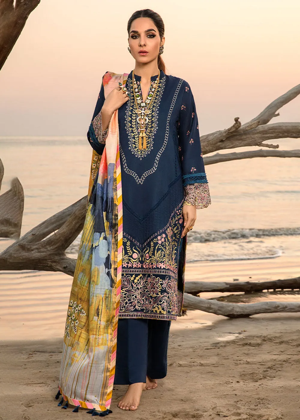 Blue Luxury Lawn Suit | Rang Rasiya | Florence Lawn '23 | HEATHER - D1