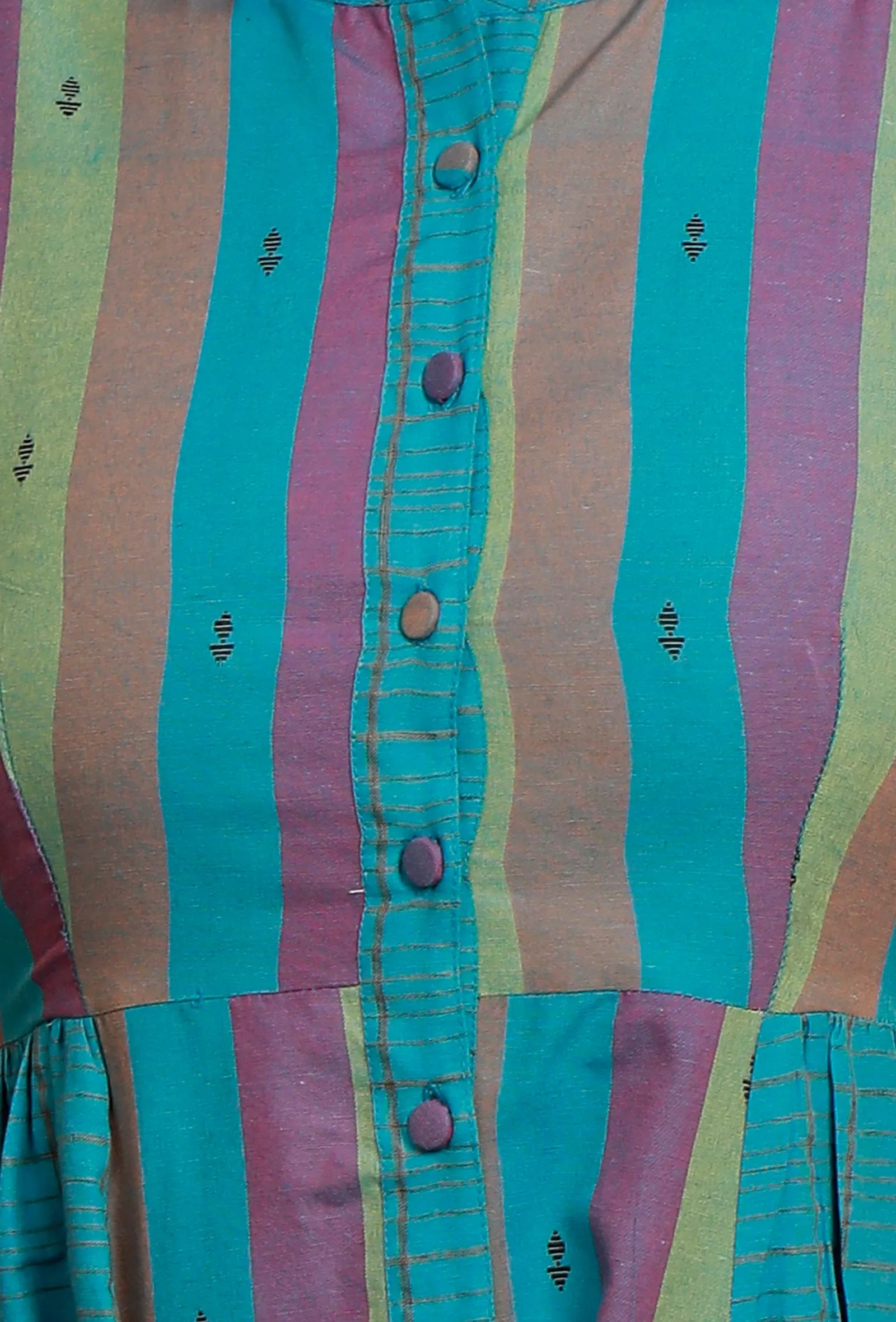 Blue Multicolor Flared Sleeveless Woven Kurta