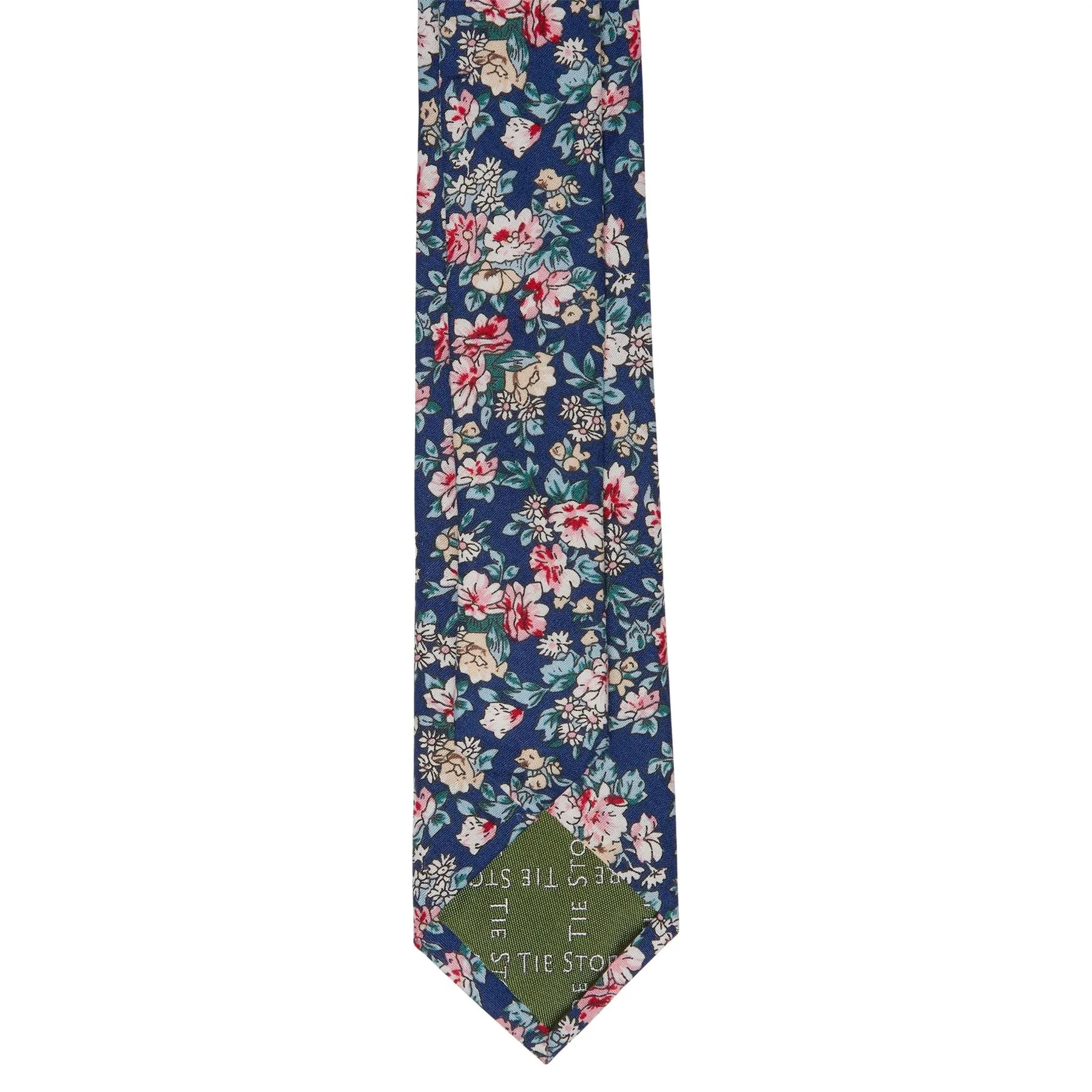 Blue Printed Floral Cotton Slim Tie