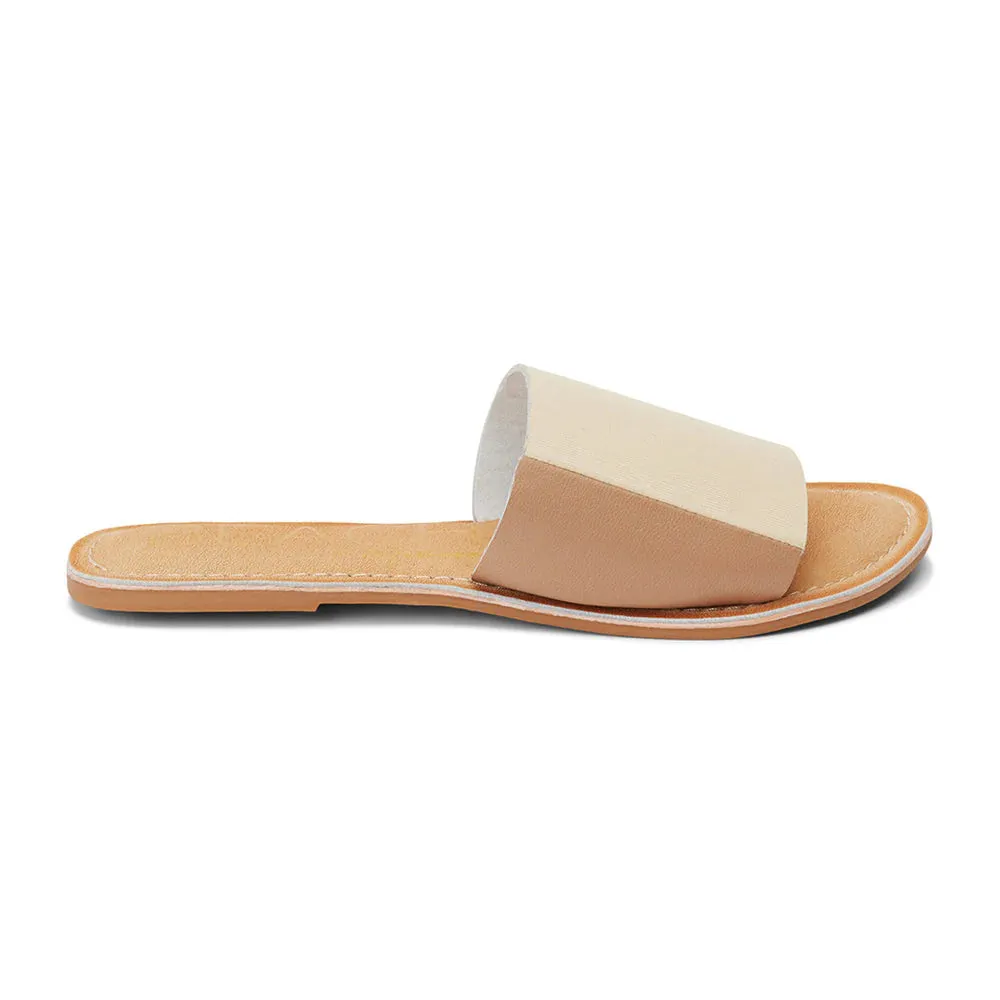 Bonfire Slide Sandal in Ivory/Taupe