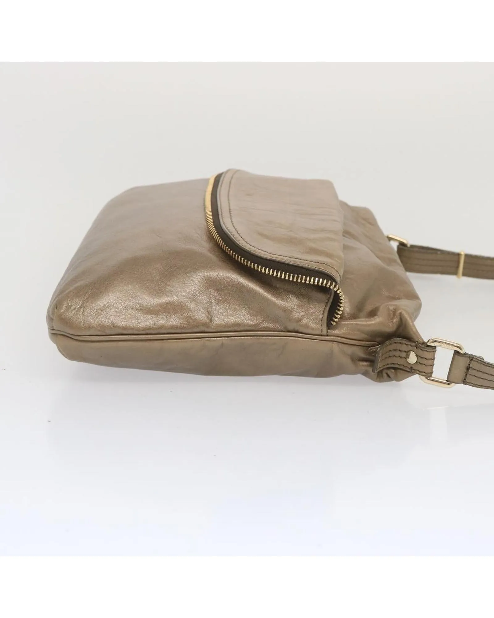 Bronze Leather Shoulder Bag with Adjustable Strap - Italian Crafted