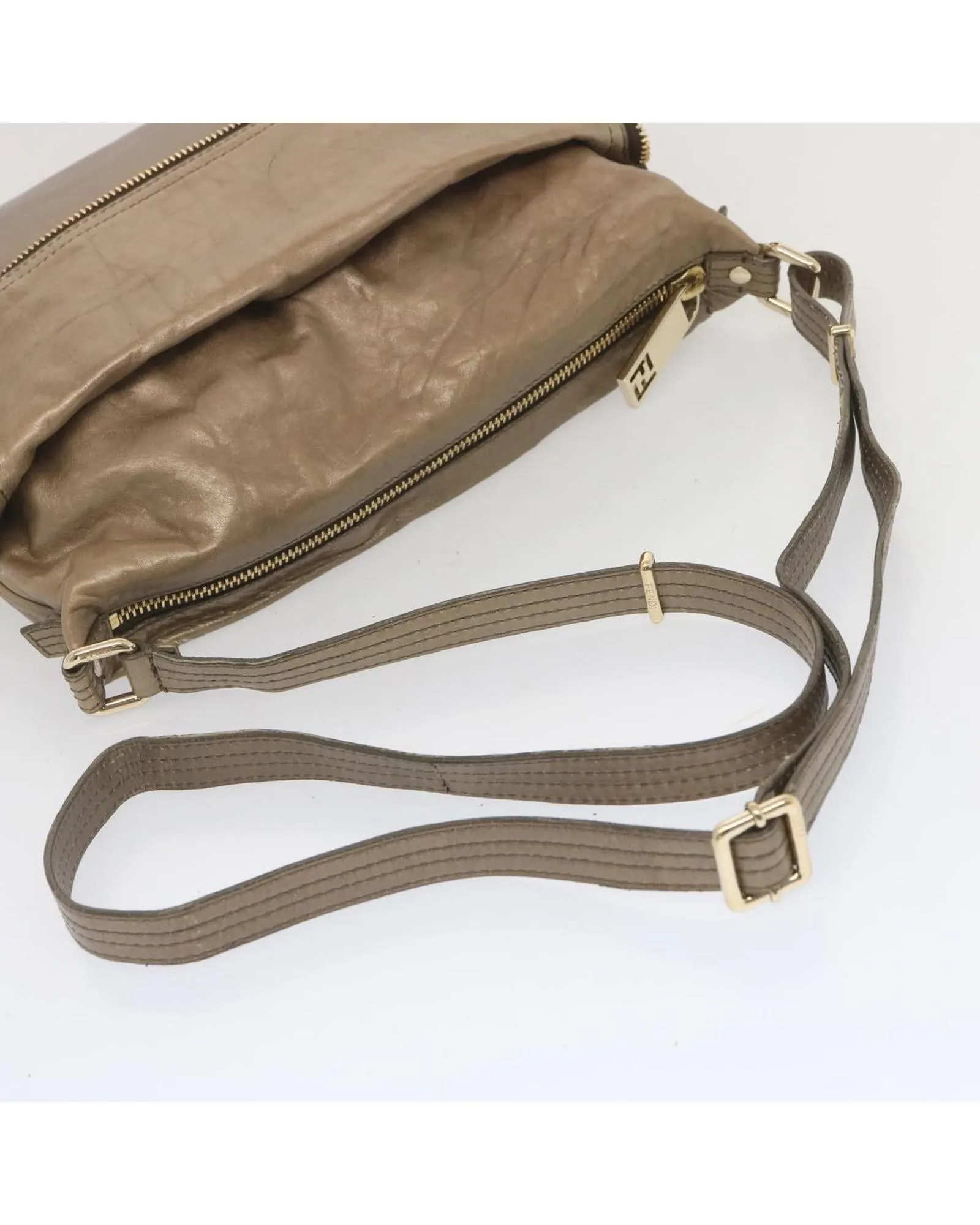 Bronze Leather Shoulder Bag with Adjustable Strap - Italian Crafted