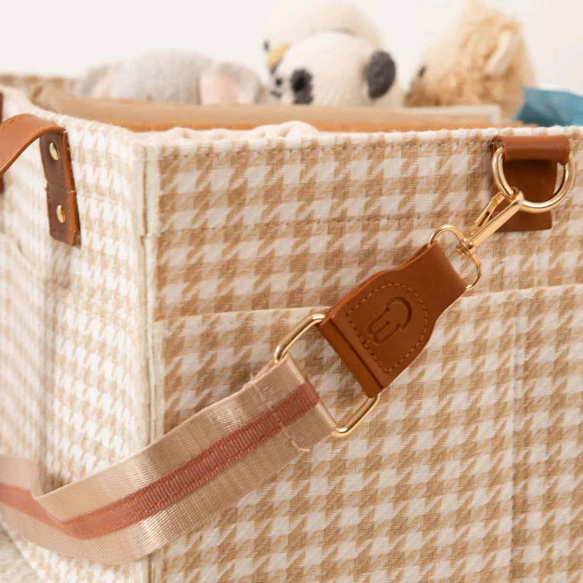 Bunnie Caddie Deluxe Nappy Organiser - Houndstooth Tan