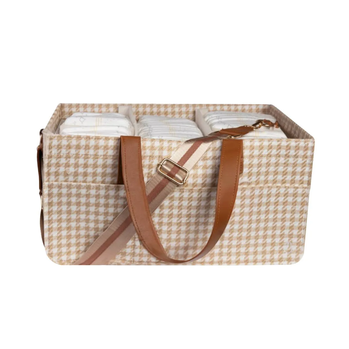 Bunnie Caddie Deluxe Nappy Organiser - Houndstooth Tan