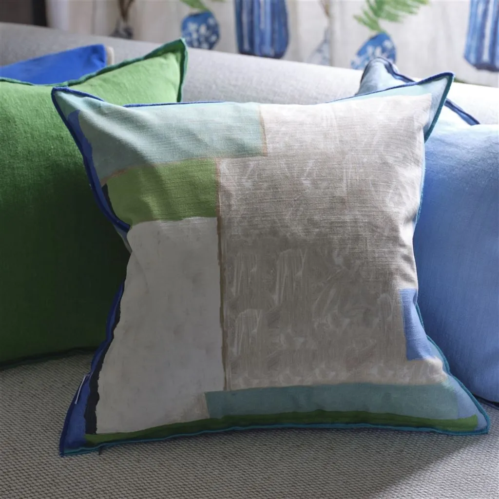 Celadon Vase Delft Cotton Throw Pillow by Designers Guild