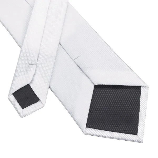 Classy Men Pure White Grid Silk Tie