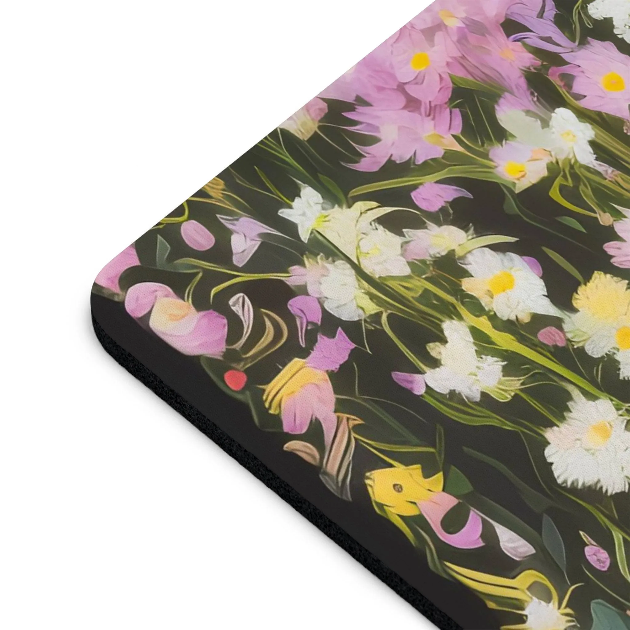 Computer Mouse Pad with Non-slip rubber bottom for Home or Office - Soft Wildflowers