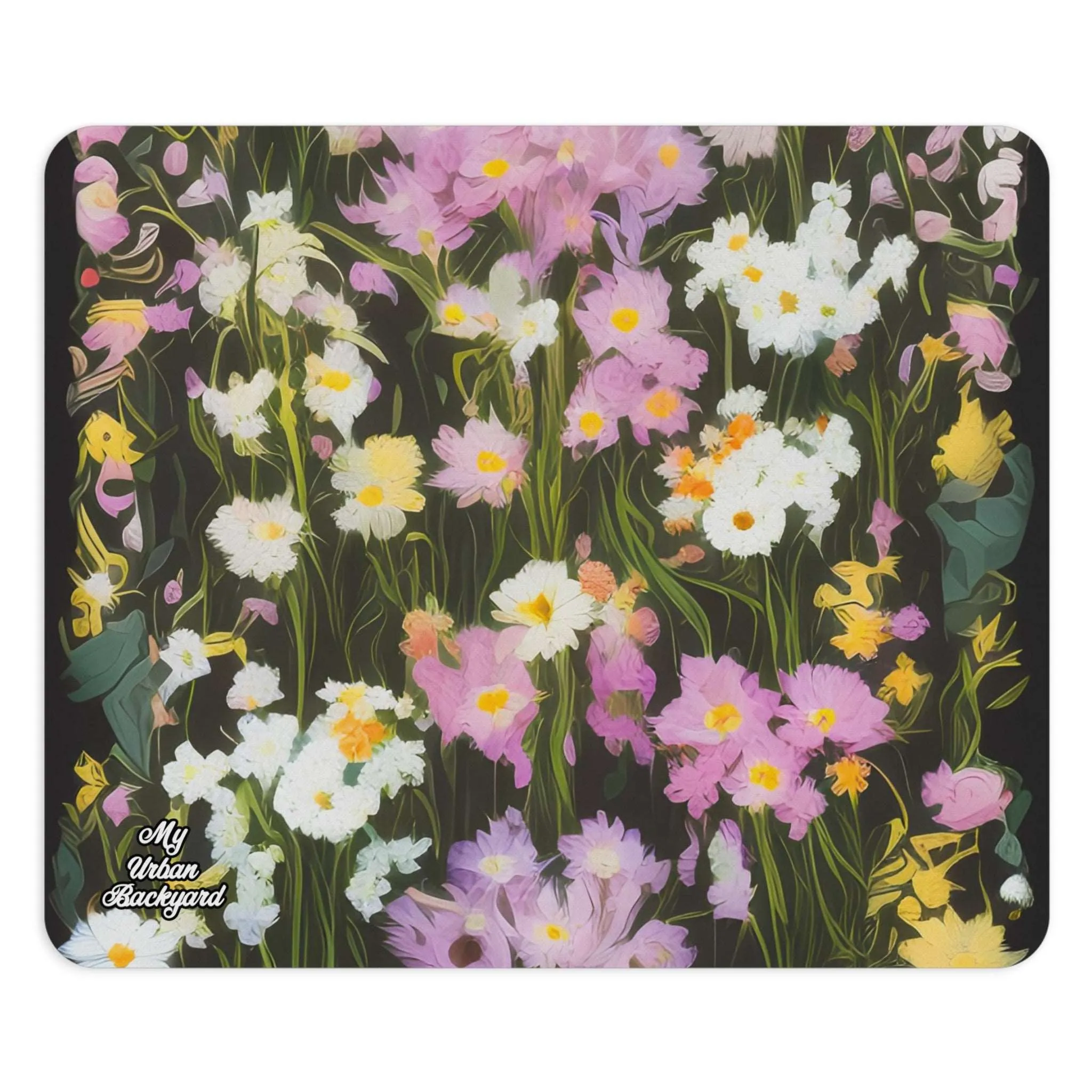 Computer Mouse Pad with Non-slip rubber bottom for Home or Office - Soft Wildflowers