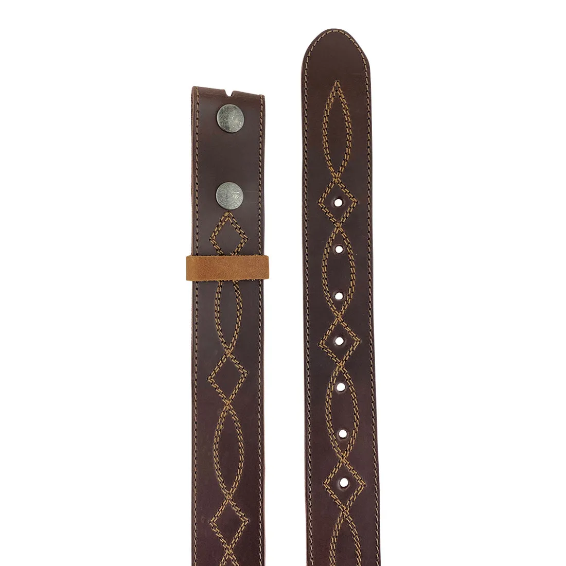 Cowboy Buckleless Belt with Stitching