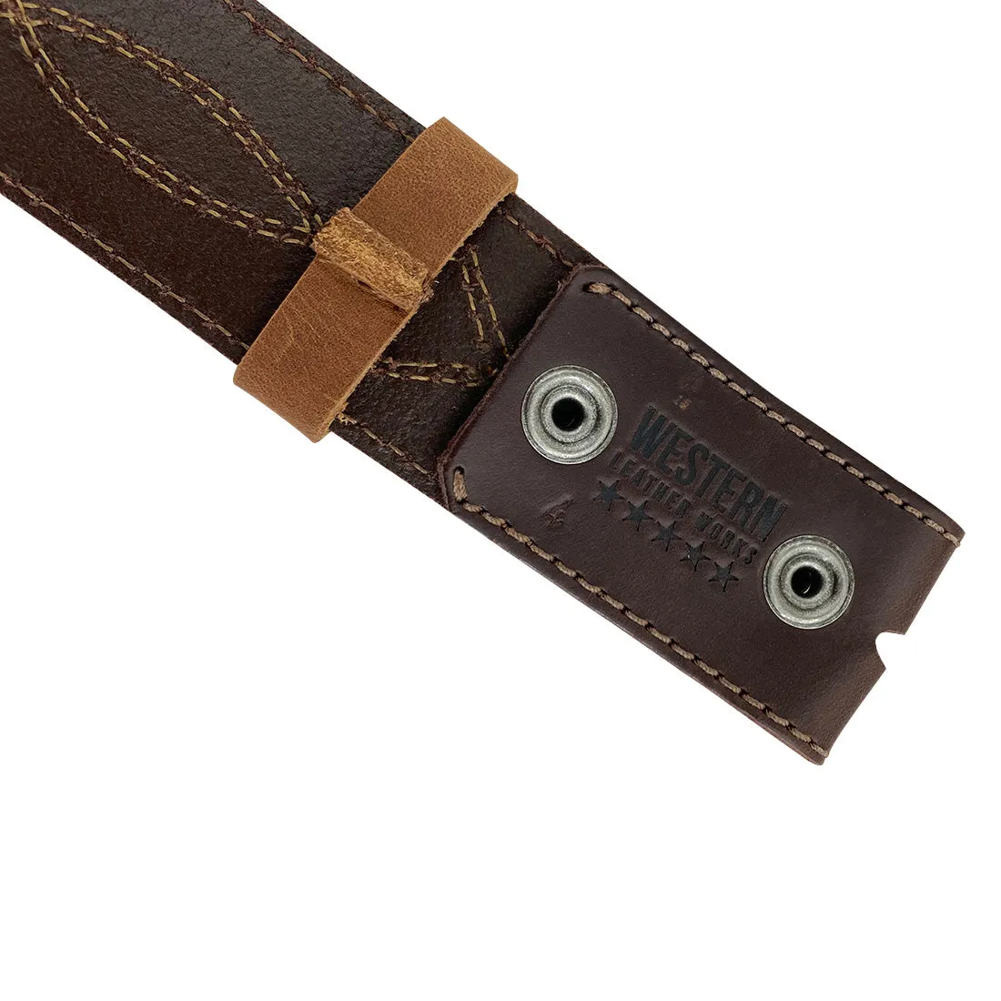 Cowboy Buckleless Belt with Stitching