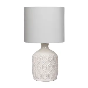 Cream Ceramic Table Lamp with Herringbone Pattern